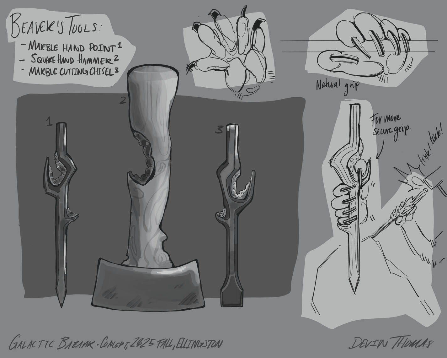 Concept Tools for an Beaver esque Monster